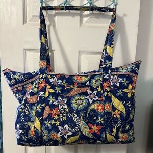 Floral Patterned Tote Bag - Blue and Multicolor